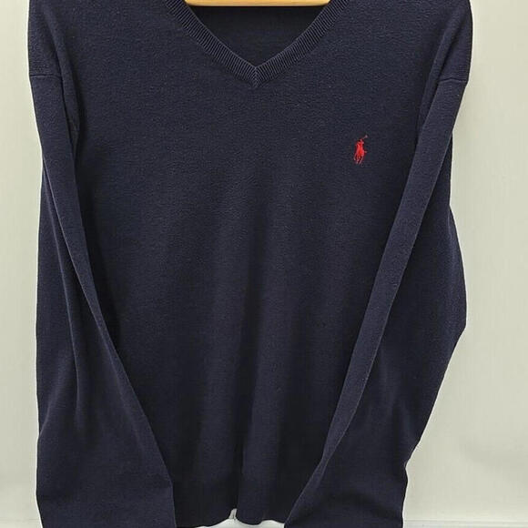 Polo Ralph Lauren VTG Washable Cotton Classic Iconic Mens XL Soft V Neck Sweater - Picture 2 of 8